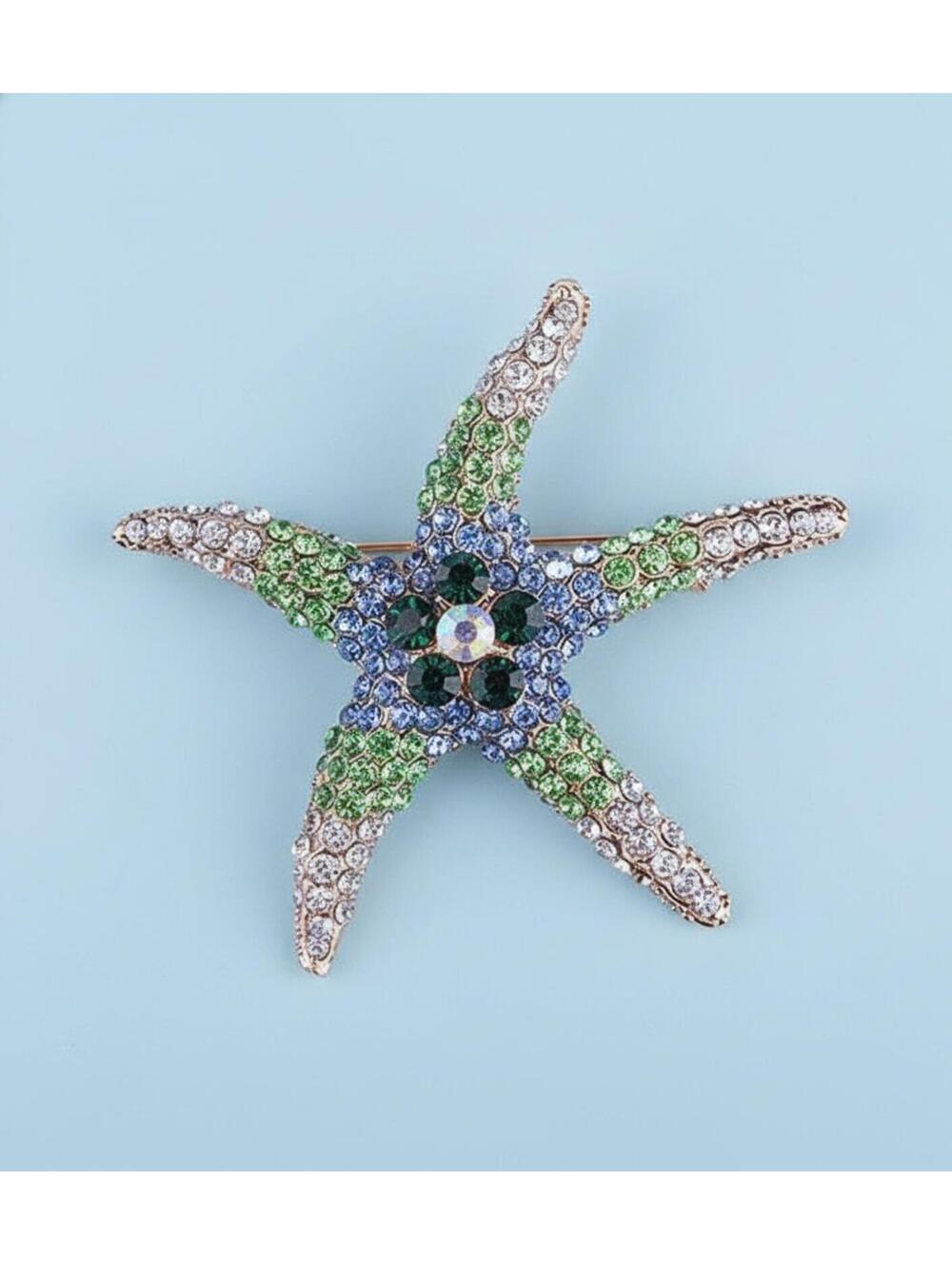 Starfish Shaped Rhinestone Brooch Pin